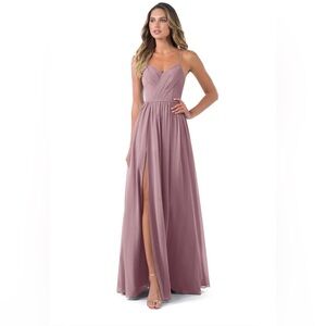 AZAZIE CORA - Dusty Rose A-Line Pleated Chiffon Dress Size A4